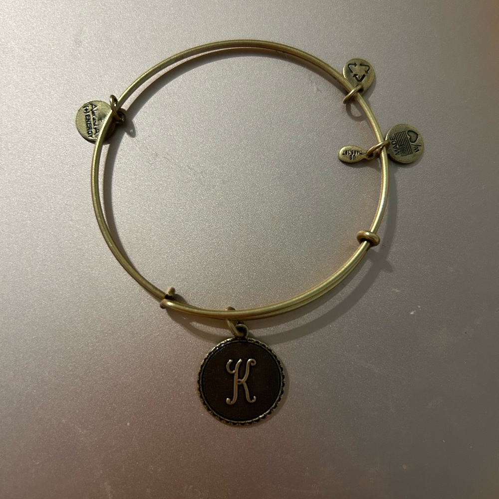 Alex and Ani Gold Initial Charm Bangle Bracelet